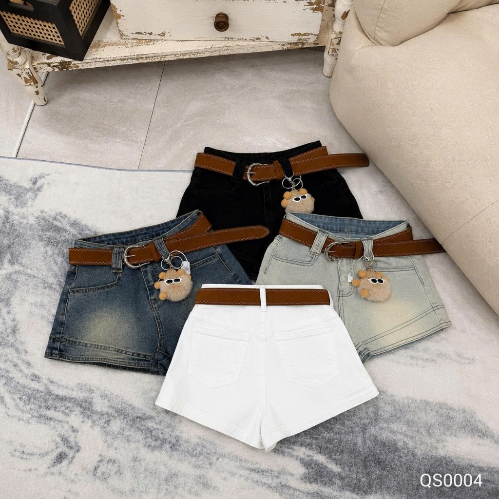 Quần short sooc ngắn jean denim bò ôm kèm đai nâu Mía QCCC QCL1 QS0004 #5399