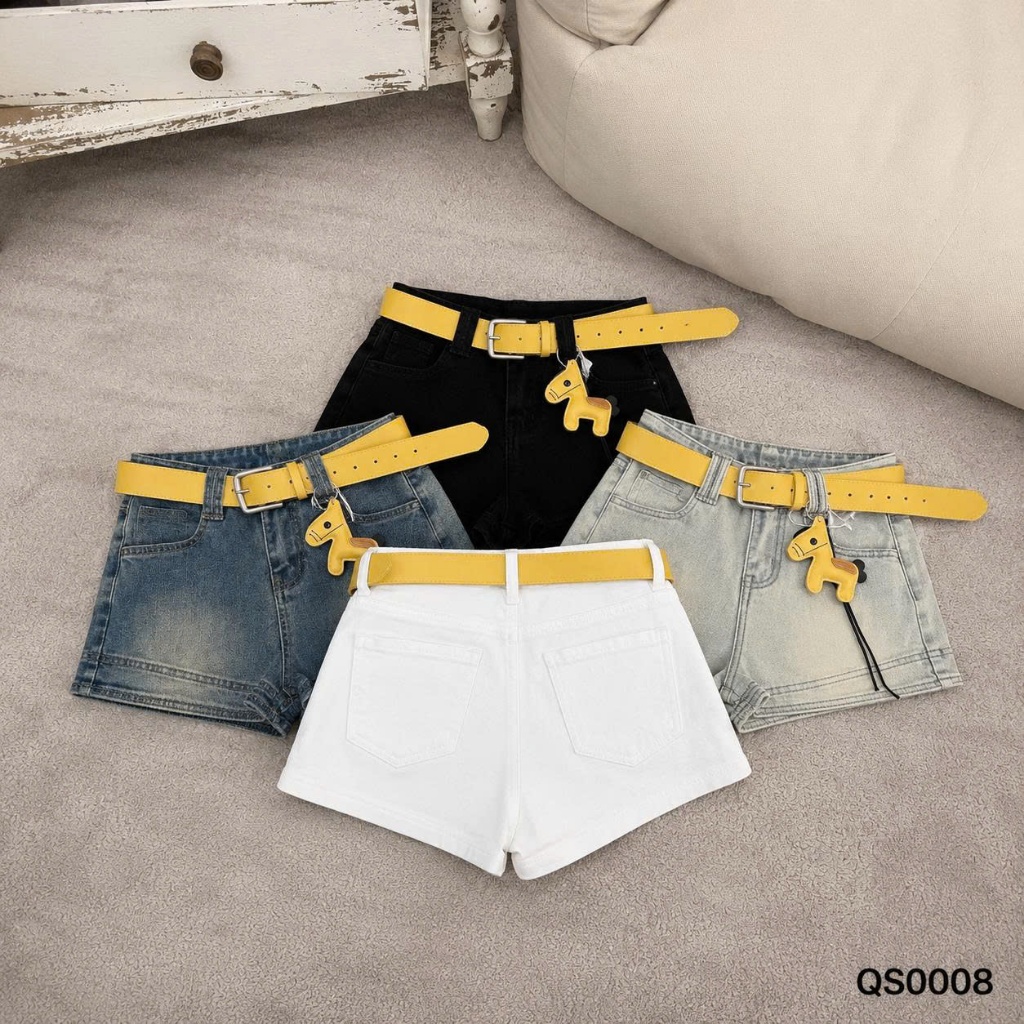 Quần short sooc ngắn jean denim bò ôm kèm đai nâu Mía QCCC QCL1 QS0004 #5399