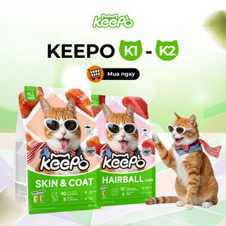 Combo Hạt Méo KEEPO K1+K2 Gói 1KG, Hỗ Trợ Tiêu Búi Lông Chăm Sóc Lông Da Khỏe, Topping Thịt Sấy