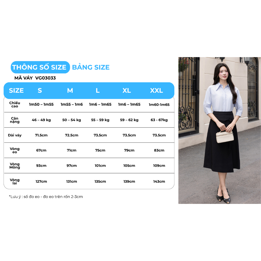 Chân Váy Nữ GUMAC Form A Xòe Nhẹ Vạt Đắp Lệch Tạo Điểm Nhấn VG03033
