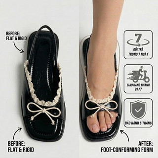 Dép Sandal Nữ Chất Da Mềm Viền Ren Xinh Xắn Mã V195