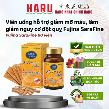 Viên Uống Hỗ Trợ Giảm Mỡ Máu Sarafine Fujina Nhật Bản Công Nghệ Nano Men Gạo Đỏ Nattokinase 80 Viên