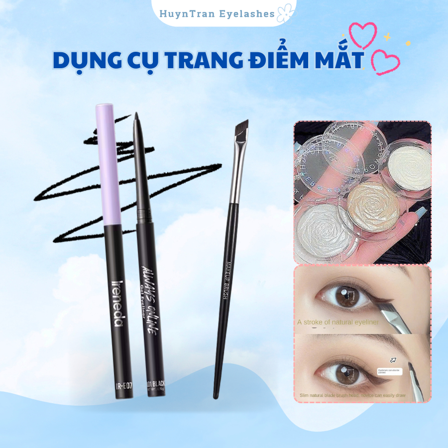 Dụng cụ trang điểm mắt đa năng, phấn bắt sáng, chì kẻ mắt, cọ vẽ chân mày vẽ mắt
