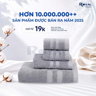 Bộ 6 Khăn Tắm Gội Mặt Royal Towel - 2 Mặt, 2 Gội, 2 Tắm 60x120cm Sợi Cotton Mềm Mịn, Thấm Hút Tốt, Không Xổ Lông