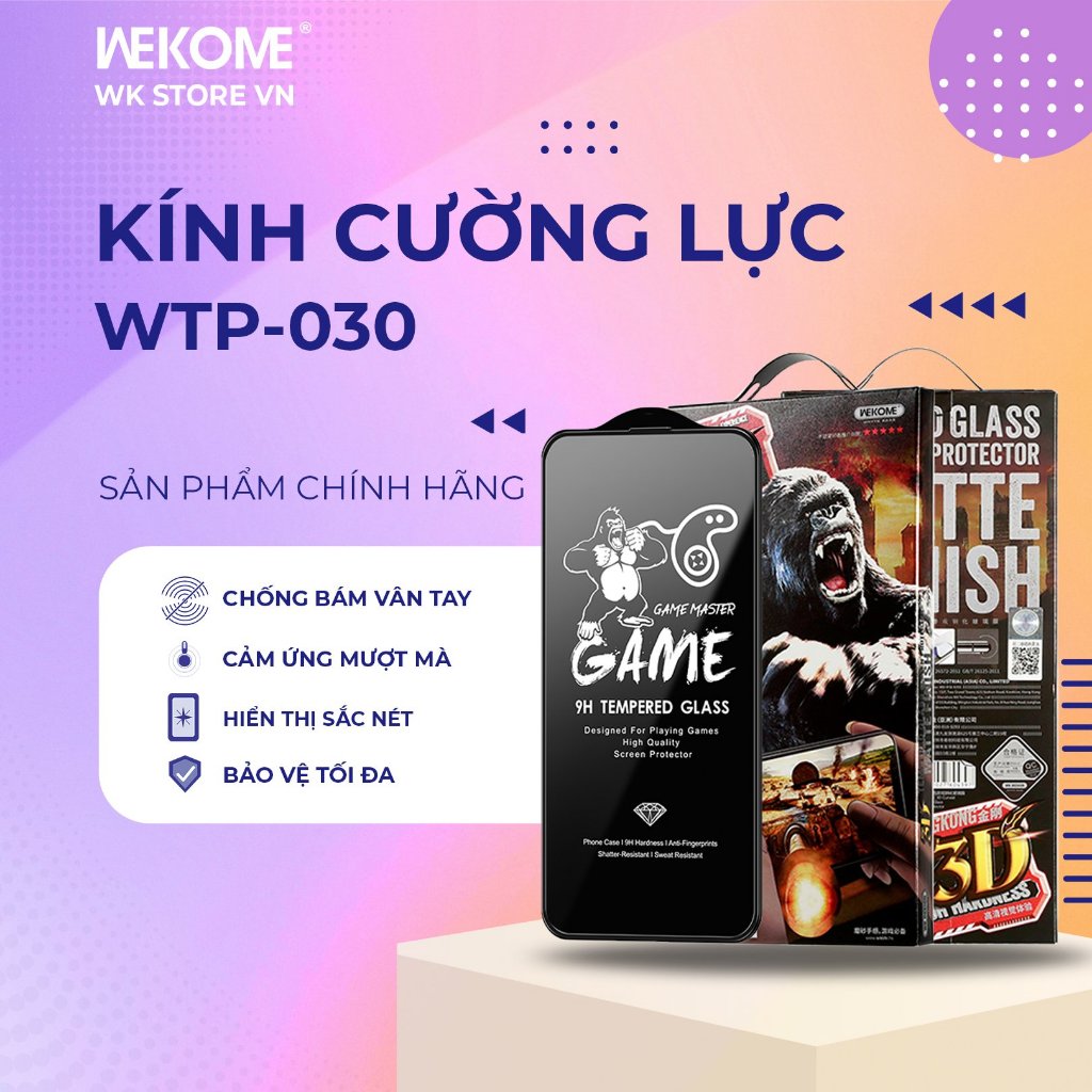 Kính Cường Lực WEKOME Chống Vân tay WK WTP-030 Sử Dụng Mượt – Cảm Ứng Nhạy cho lP Xs Max 11 12 13 14 15 16 17 18Pro Max