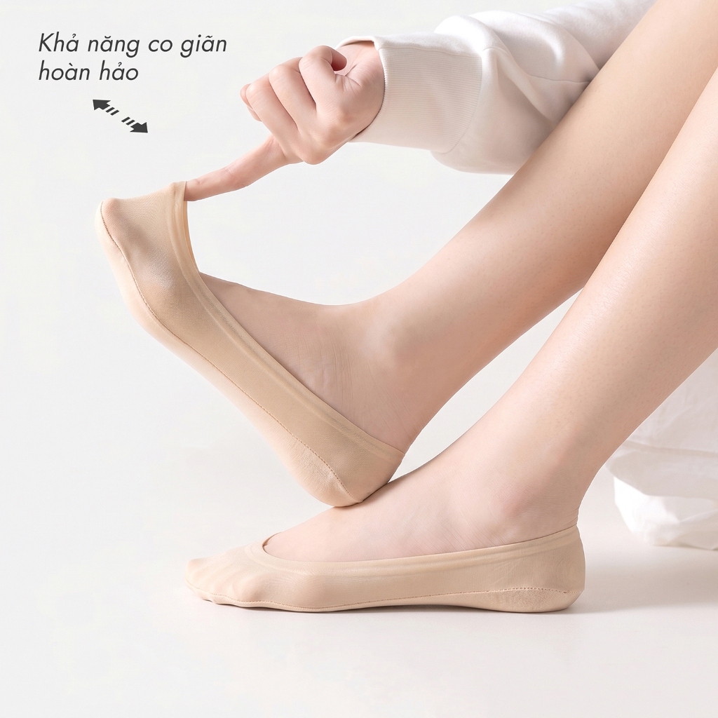 Tất thuyền nữ tàng hình cao cấp chống trượt, tất lười nữ chất liệu lụa băng siêu mỏng - Ekiu Shop