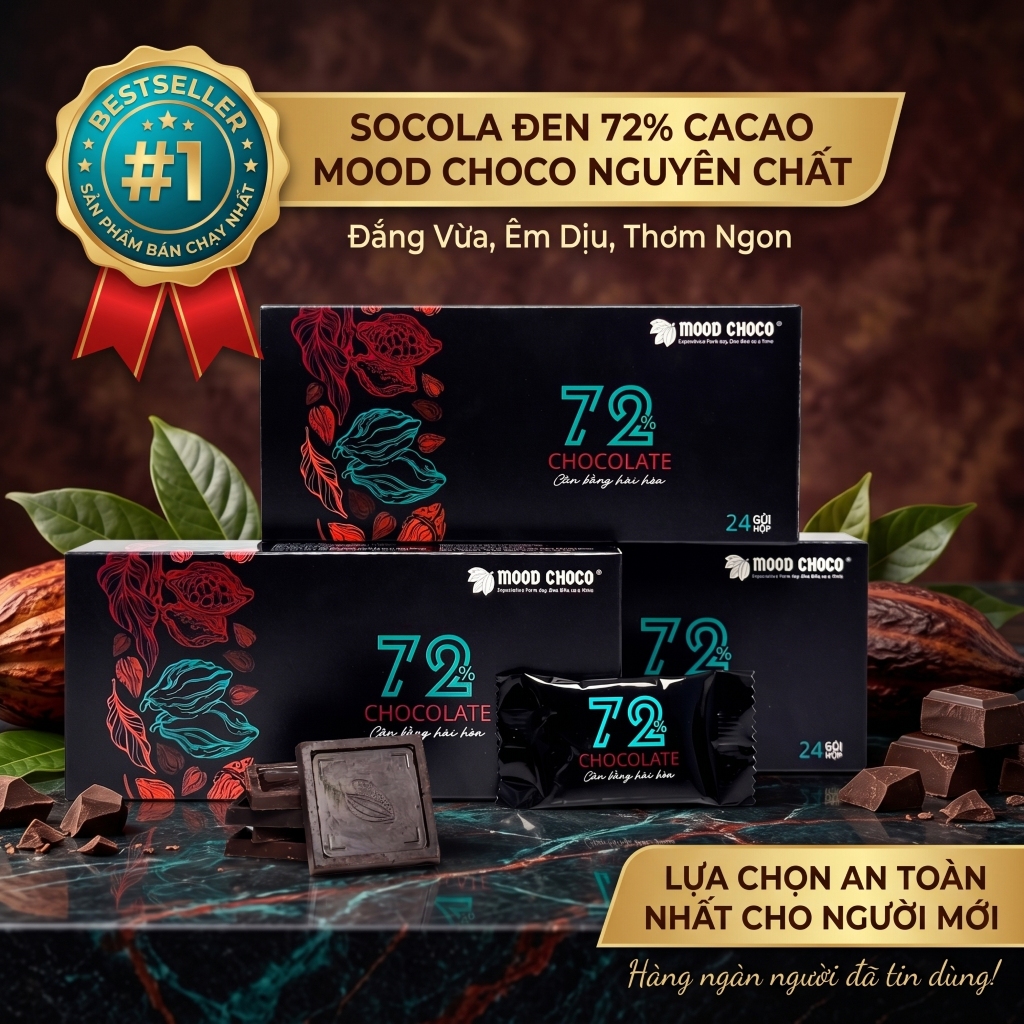 Combo 3 Hộp Socola Đen Đắng Và Trà Xanh MOOD CHOCO Tùy Chọn Hương Vị Đa Tầng