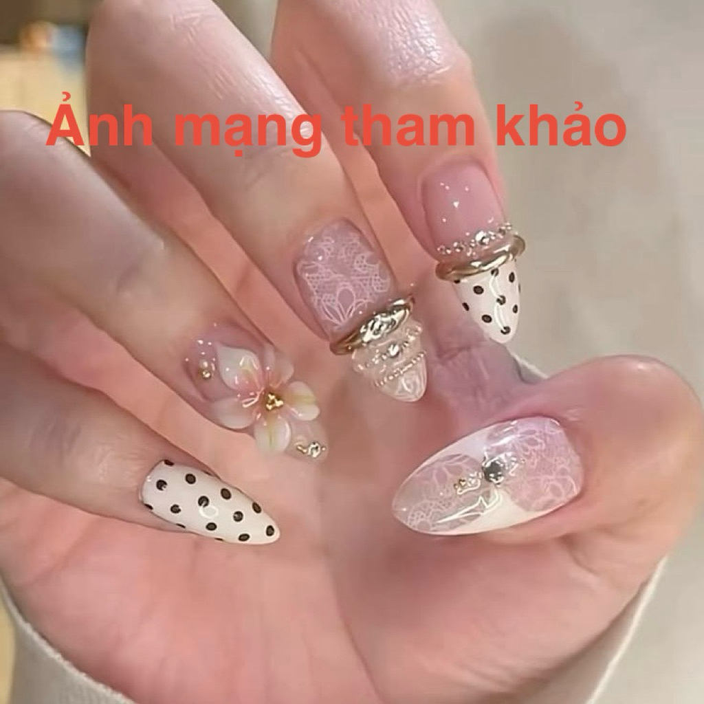502. nailbox ren tráng vàng, trắng kem