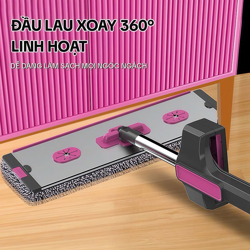 Cây Lau Nhà Tự Vắt KITIMOP KTM-45 PRO, Chổi Lau Nhà Tự Vắt Thông Minh Xoay 360 Độ, 2 Bông Lau