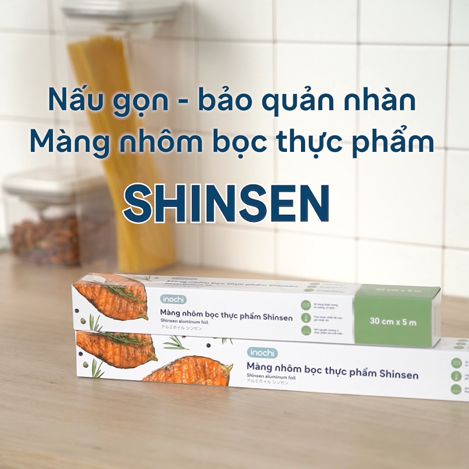 MÀNG NHÔM bọc thực phẩm Shinsen Inochi bọc/nướng/hấp thực phẩm, lưỡi cắt sắc, dùng được với lò nướng