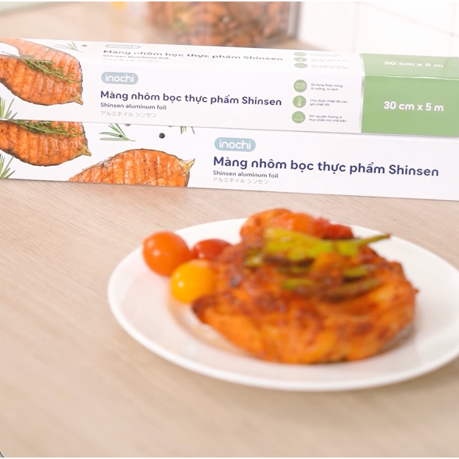 MÀNG NHÔM bọc thực phẩm Shinsen Inochi bọc/nướng/hấp thực phẩm, lưỡi cắt sắc, dùng được với lò nướng
