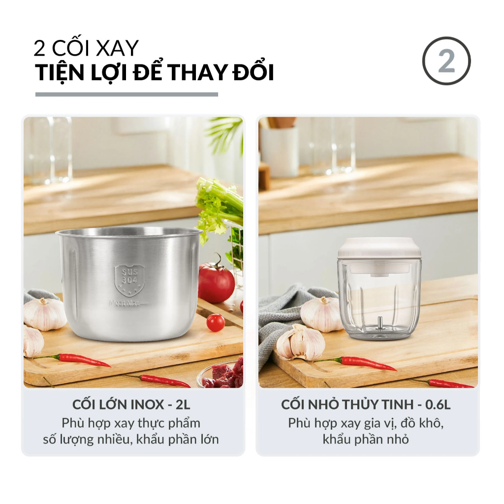 Máy Xay Thịt Đa Năng Haatz HMG168 500W 2 Cối Inox Và Thủy Tinh Xay Nhanh Tặng Bộ Đánh Ruốc