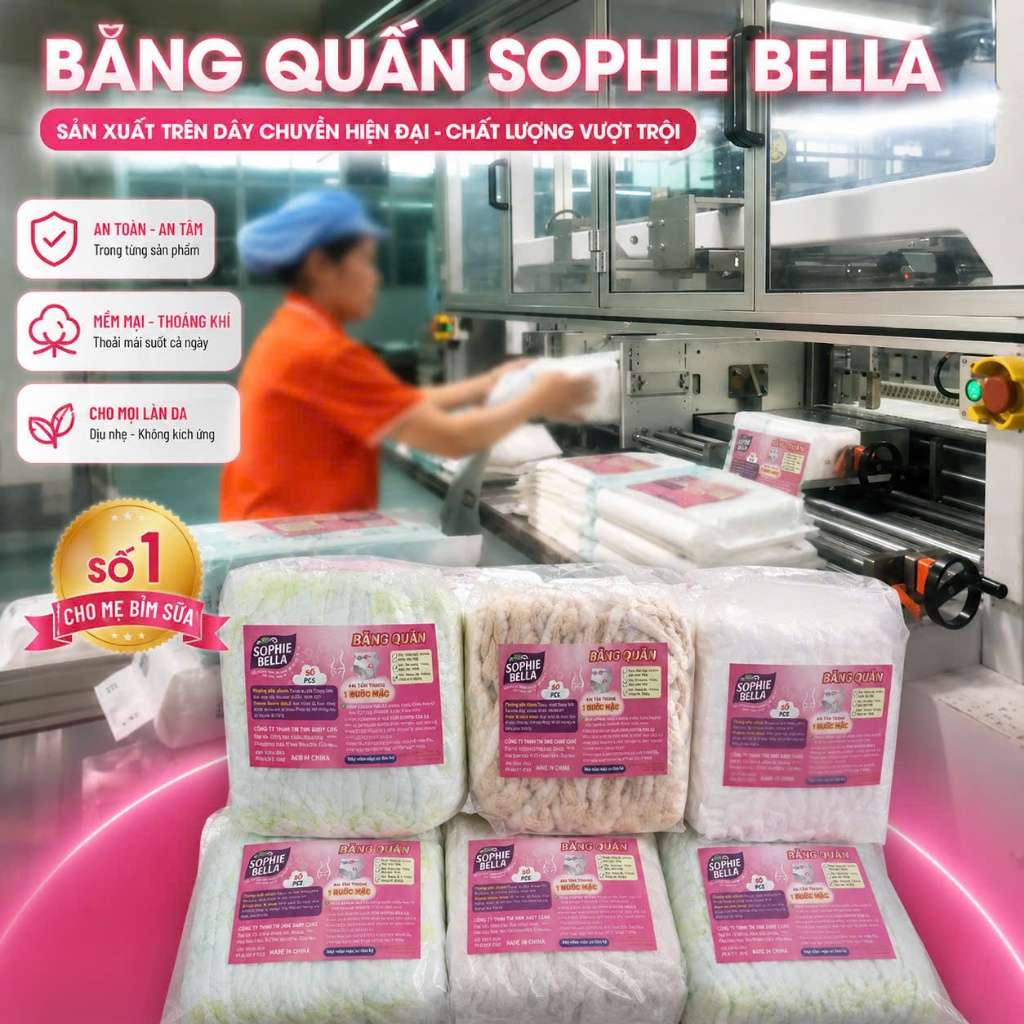 Băng Vệ Sinh Dạng Quần Sophie Bella Combo Nhiều Miếng Màu Da Xanh