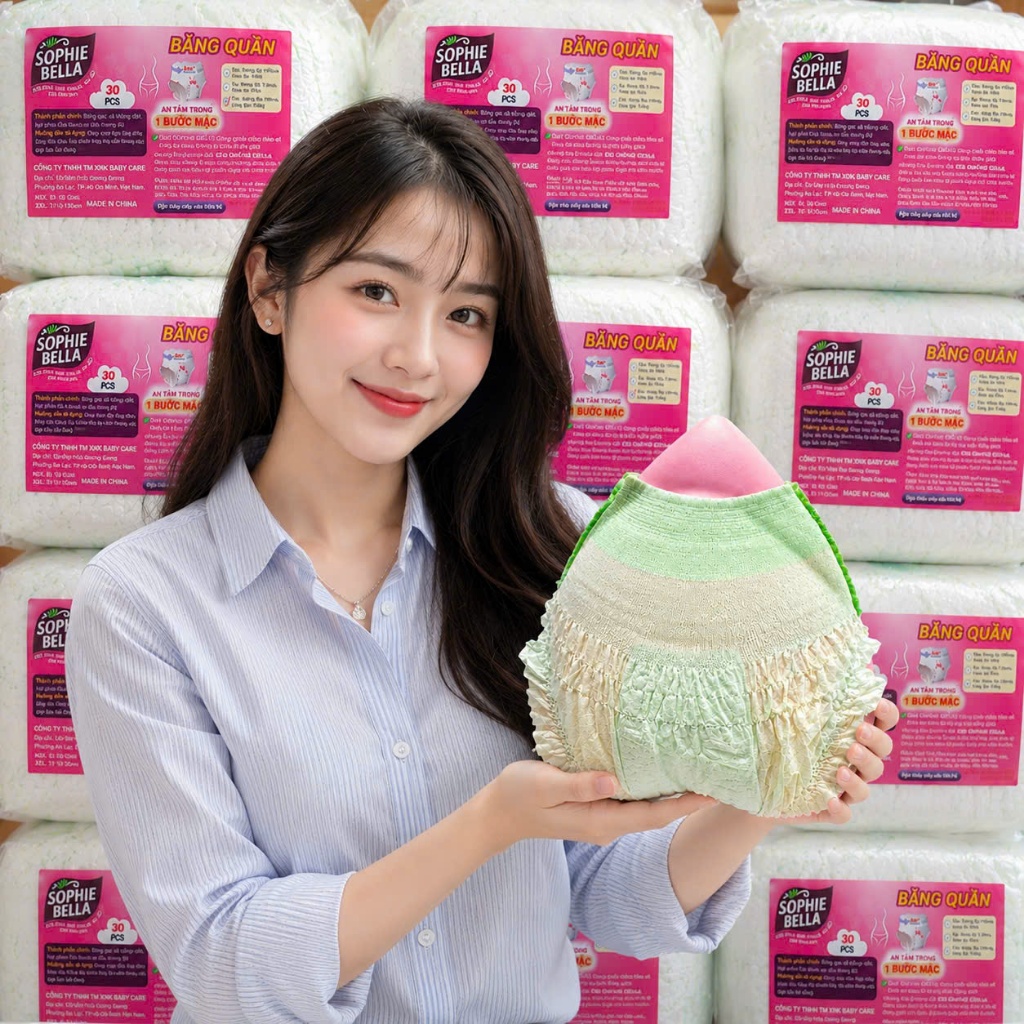 Băng Vệ Sinh Dạng Quần Sophie Bella Combo Nhiều Miếng Màu Da Xanh