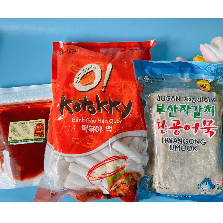 combo 1KG BÁNH GẠO KOTOKKY+ 450G CHẢ CÁ HÀN QUỐC+ 100G SỐT