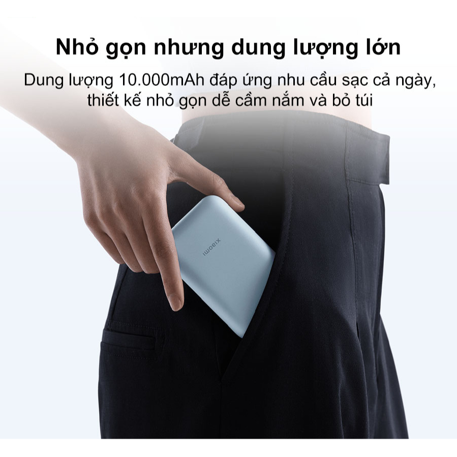 [HÀNG-MKT] Pin Sạc Dự Phòng Xiaomi Power Bank 10000mAh (Integrated Cable) - Xanh (BHR9103TH)