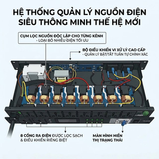 Quản Lý Nguồn P103 Pro Có 10 Cổng Cắm, Tắt Bật Theo Thứ Tự, Được Trang Bị Lọc Nguồn Từng Kênh, An Toàn Hiệu Quả