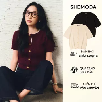Áo Cardigan Nữ Dệt Kim SHEMODA Rope Cardigan Chất Liệu Mềm Mại, Áo Cộc Tay Nữ Sang Trọng Tôn Dáng