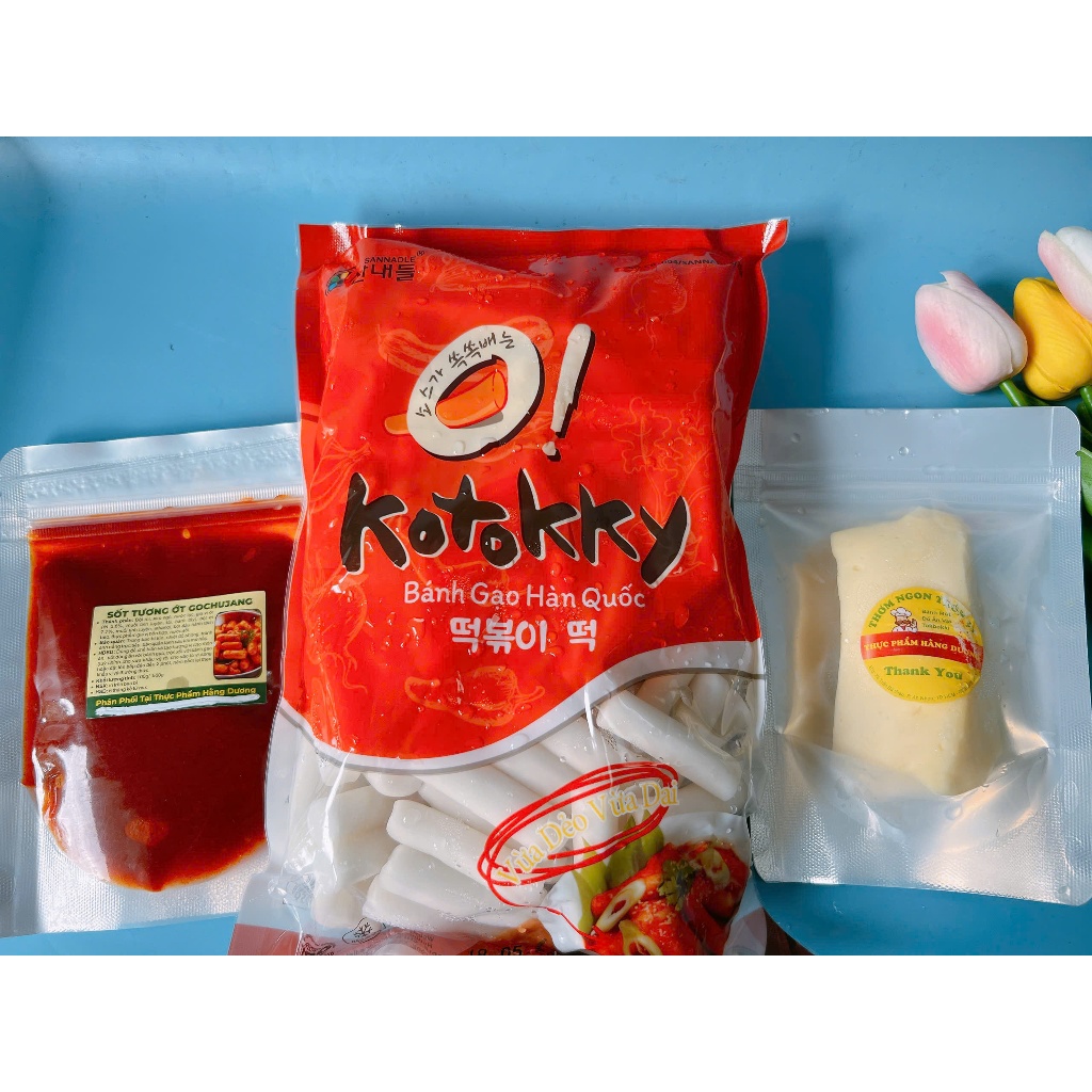 combo 500g bánh gạo KoTokky kèm 100g sốt kèm 100g phô mai kéo sợi Mozzazzella