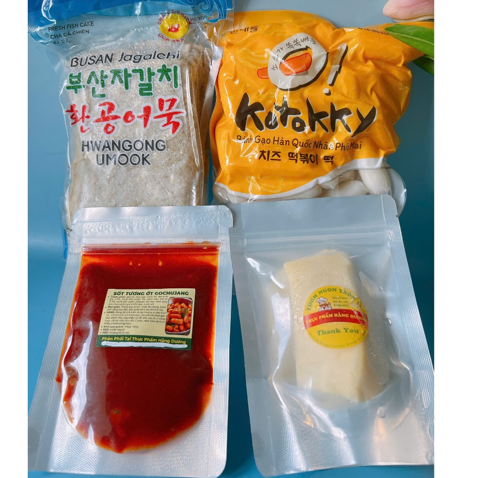 Combo 500G bánh gạo phô mai  kèm 450g chả cá kèm 100g sốt và 100g phô mai mozzazzella kéo sợi