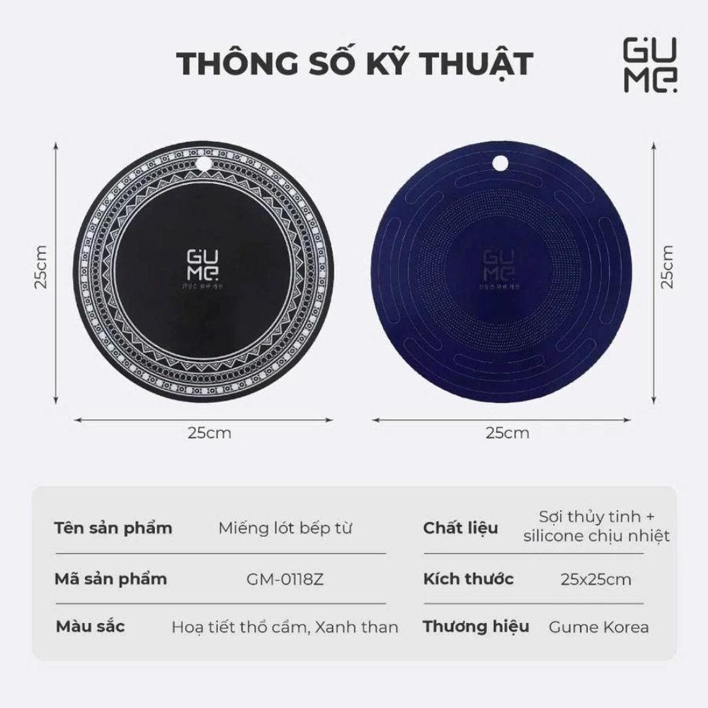 Miếng Lót Bếp Từ GM-018Z GUME Dẫn Nhiệt, Chịu Nhiệt Tốt, Dễ Dàng Vệ Sinh, An Toàn Khi Sử Dụng