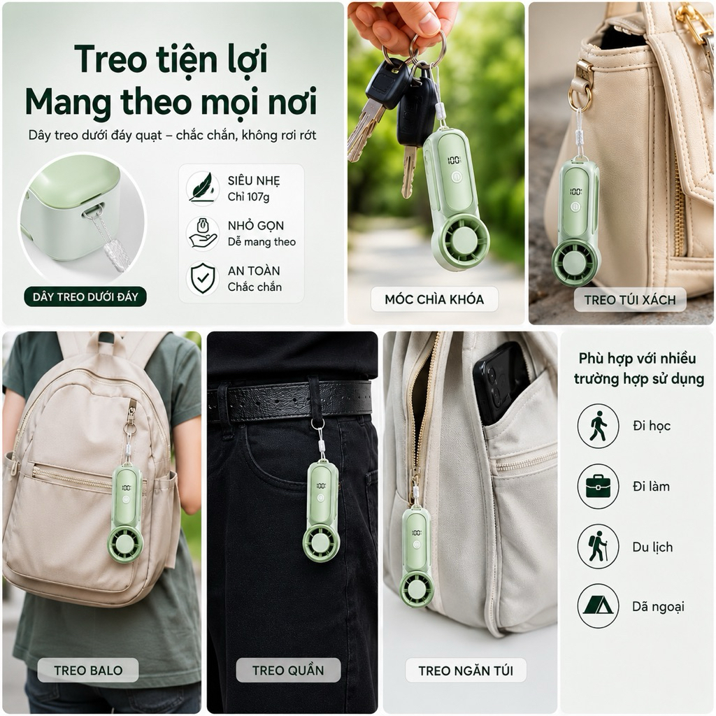 Quạt Cầm Tay Mini X688 Turbo 100 Cấp Gió Mát Lạnh Pin 1800mAh Sạc USB Nhỏ Gọn