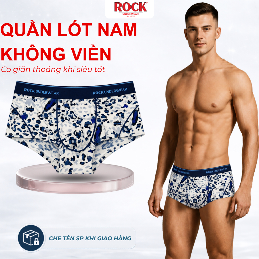 Quần Lót Nam ROCK QA 5052 Dáng Trunks Chất Liệu Thun Lạnh Co Dãn 4 Chiều, Quần Sịp Nam Họa Tiết Cá Tính