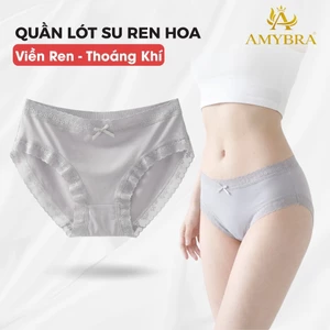 Quần Lót Nữ Su Lụa Mềm Mịn Thoáng Mát, Quần Chip Nữ Phối Viền Ren Đính Nơ Quyến Rũ AMYBRA L519