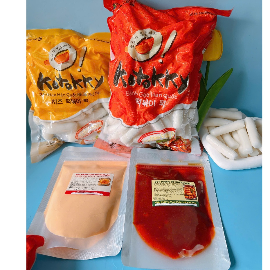 combo 500g KoTokky +500g bánh gạo nhân phô mai+200g sốt +100g bột phô mai Hàn Quốc
