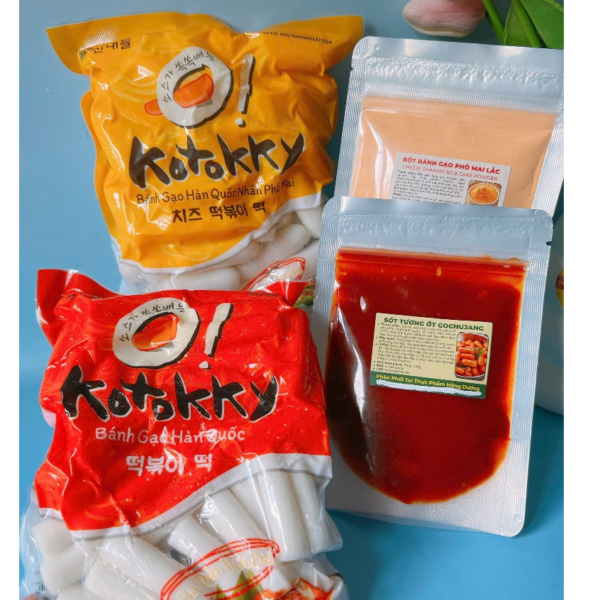 combo 500g KoTokky +500g bánh gạo nhân phô mai+200g sốt +100g bột phô mai Hàn Quốc