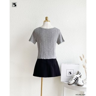 Áo Len Mỏng Nữ Ngắn Tay Twentyfive Thiết Kế Cổ Tròn, Viền Ren, Cài Cúc Dọc, Form Ôm Tôn Dáng Điệu Đà 7248