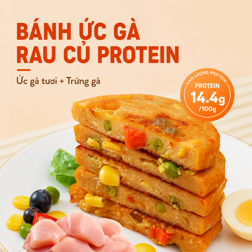 Chả Ức Gà Rau Củ Ăn Kiêng Xeaoto 60g Ăn Liền - Ức Gà Giàu Protein, Ít Calo, Tiện Lợi Chuẩn Eat Clean