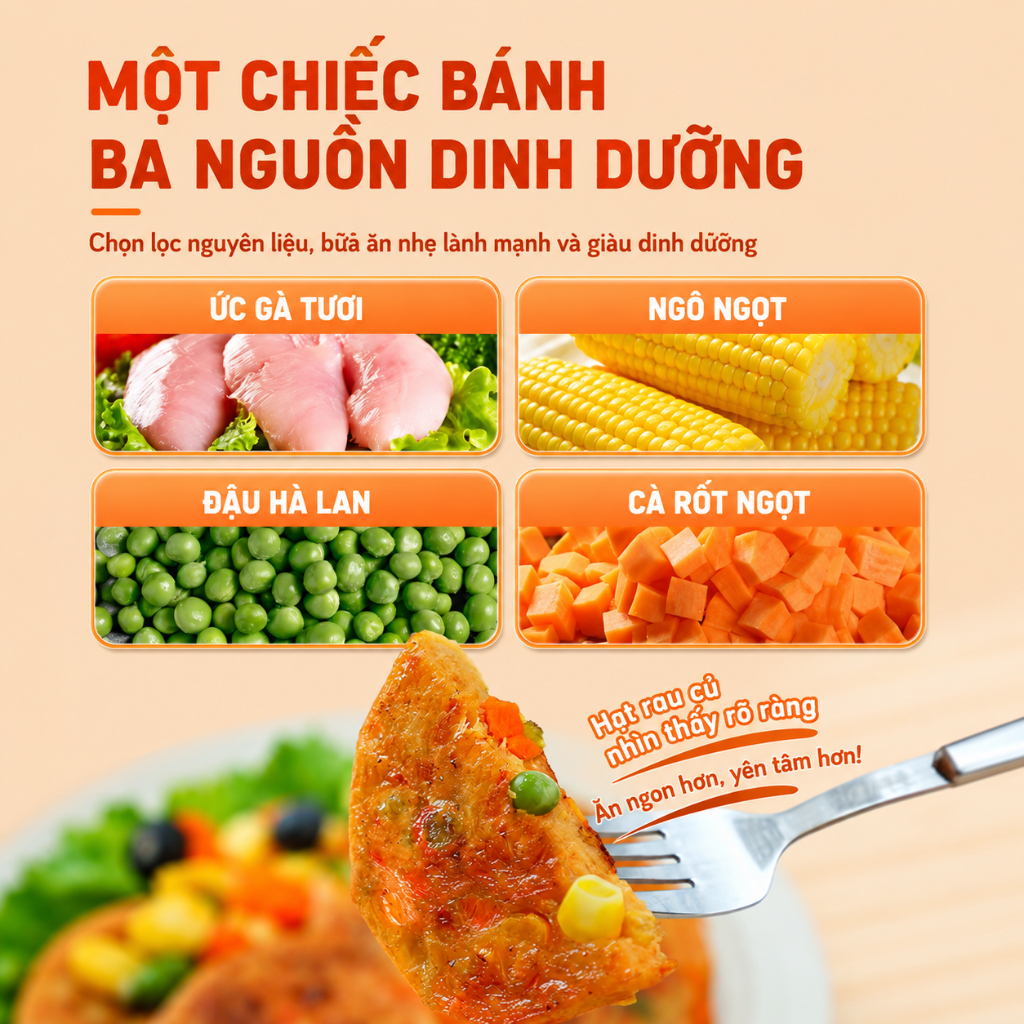 Chả Ức Gà Rau Củ Ăn Kiêng Xeaoto 60g Ăn Liền - Ức Gà Giàu Protein, Ít Calo, Tiện Lợi Chuẩn Eat Clean