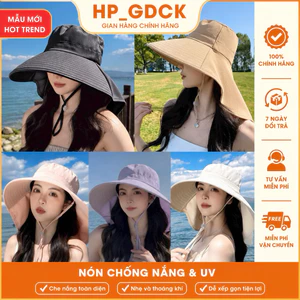 mũ chống nắng nữ. Vành Rộng Chống UV, Mũ Đi Biển Che Mặt Che Cổ 360 Độ, Gấp Gọn Th