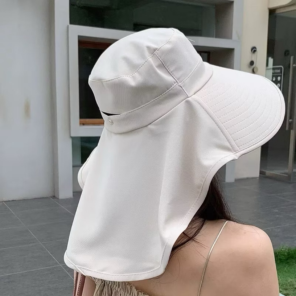 mũ chống nắng nữ. Vành Rộng Chống UV, Mũ Đi Biển Che Mặt Che Cổ 360 Độ, Gấp Gọn Th