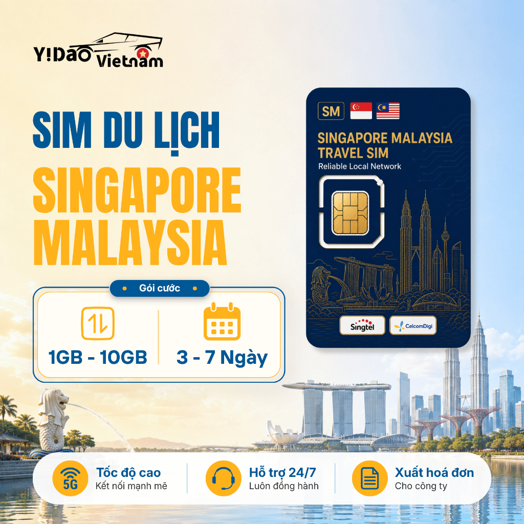 Sim du lịch Singapore Malaysia, sim data tốc độc cao, kết nối ổn định, không nghe gọi