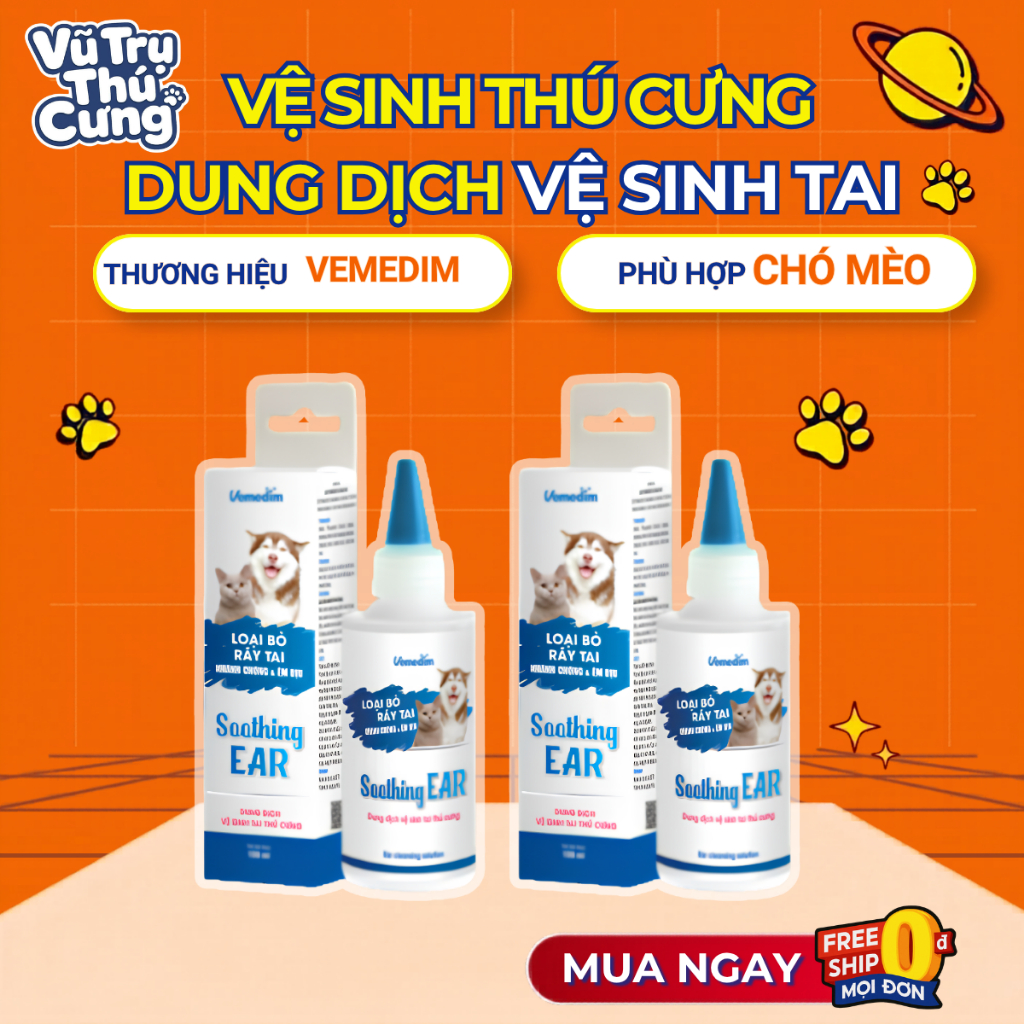 Dung Dịch Vệ Sinh Tai Cho Chó Mèo Vemedim 100ml