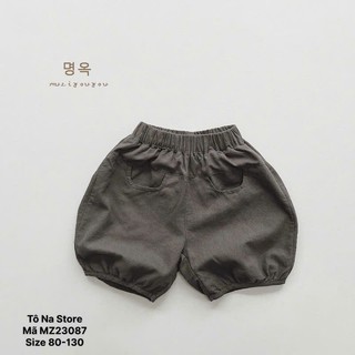 Quần Short Thô Mềm Cho Bé Từ 9-28kg Dáng Phồng Có Túi Cạp Chun Bo Gấu Phong Cách Hàn Quốc MZ23087