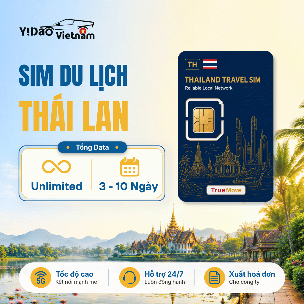 Sim Thái Lan 7 Ngày 35GB, Mạng Truemove/ Dtac 5G Tốc Độ Cao, Sim Du Lịch Thái Lan