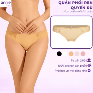 Quần lót nữ trơn viền ren annie QE8119 nữ tính, mềm mại, co giãn tốt ôm sát vòng 3, thoáng mát