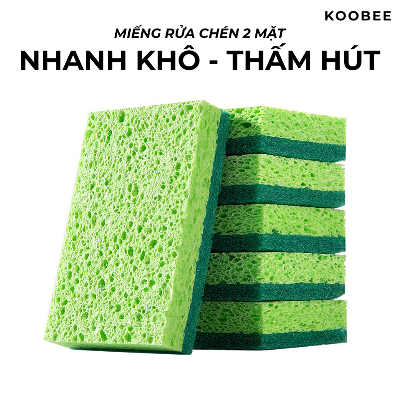 Bộ 03 Miếng Cọ Rửa Chén 2 Mặt Đa Năng KOOBEE – Bọt Biển Rửa Chén Bát Dày Dặn, Cọ Xoong Nồi Không Trầy Xước | 391