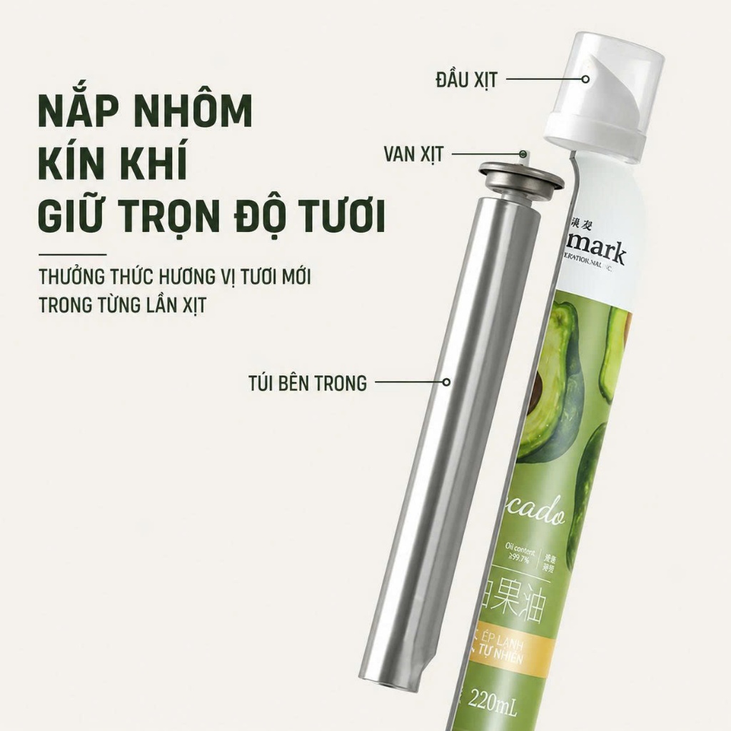 Dầu Xịt Bơ Ăn Kiêng Sanmark 220ml Healthy Không Calo, Eat Clean Tiện Lợi, Thơm Ngon, Tốt Cho Sức Khỏe