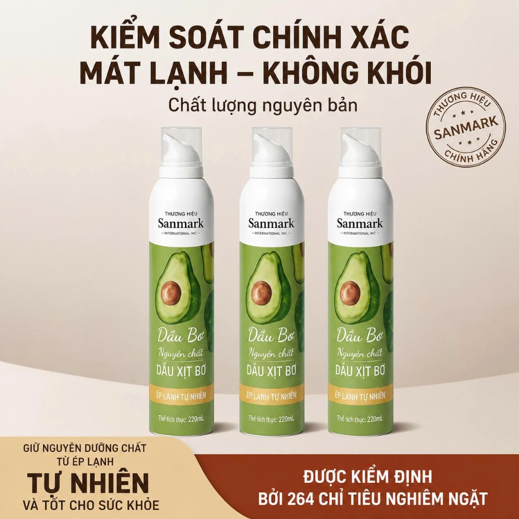 Dầu Xịt Bơ Ăn Kiêng Sanmark 220ml Healthy Không Calo, Eat Clean Tiện Lợi, Thơm Ngon, Tốt Cho Sức Khỏe