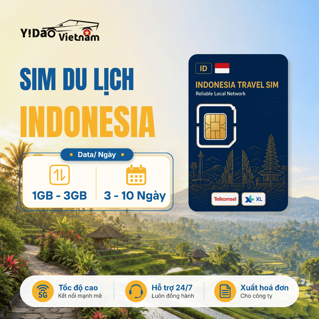Sim Indonesia 3 - 10 Ngày, Sim Du Lịch Indonesia Tốc Độ Cao 4G/5G, Nhà Mạng Telkomsel/XL Ổn Định