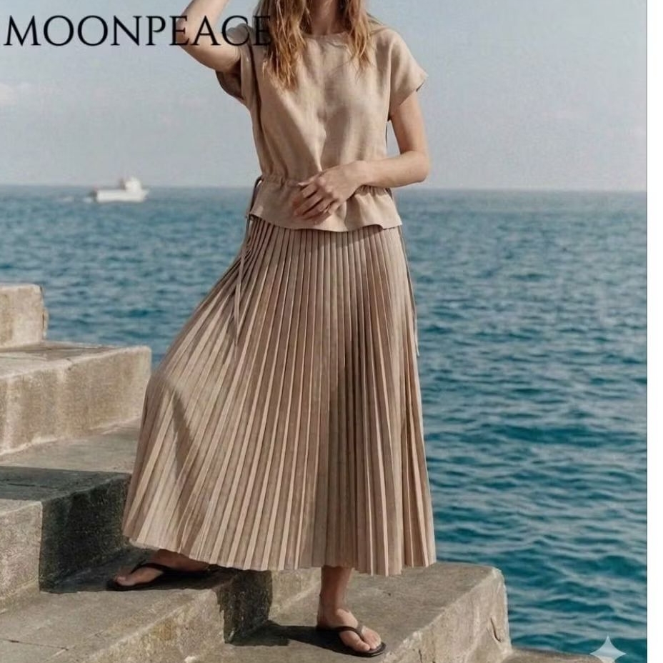 (BomoHouse) Đầm linen peplum pleated đi tiệc chân váy dập ly MP* bigsize