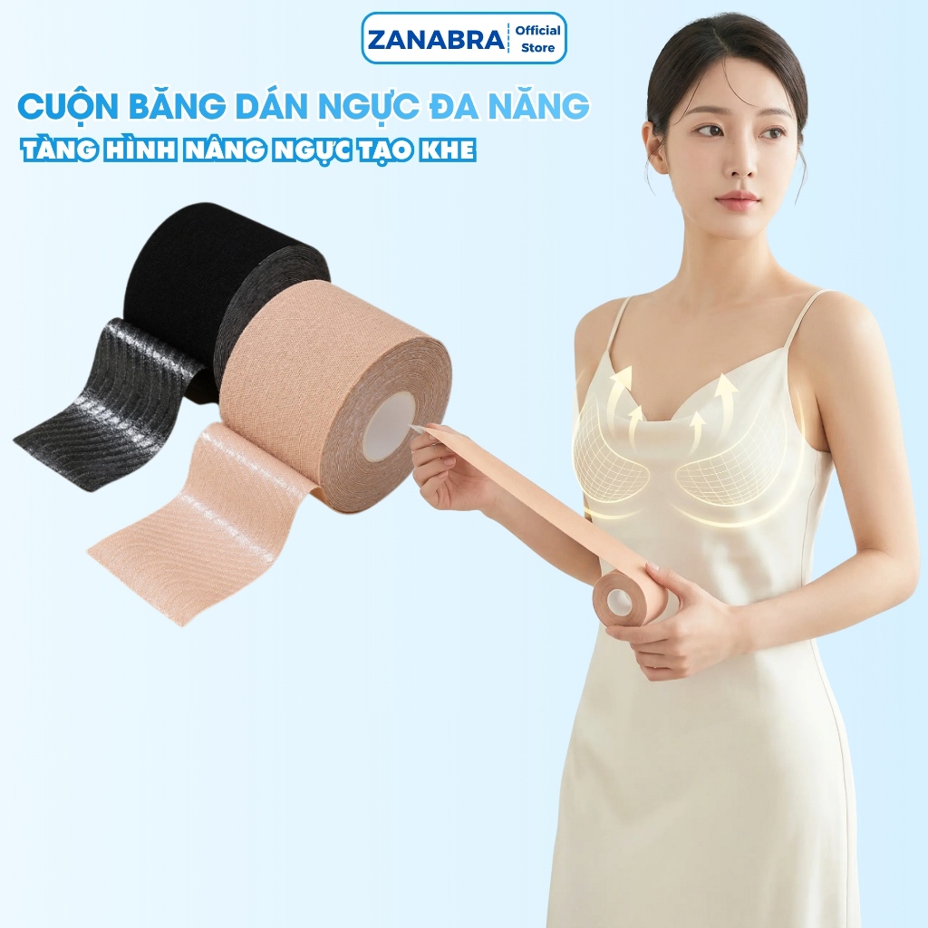Băng Keo Dán Ngực Đa Năng Dài 5M, Miếng Dán Ngực Tạo Khe Nâng Ngực Chất Vải Vi Sợi Thoáng Khí ZANABRA B05