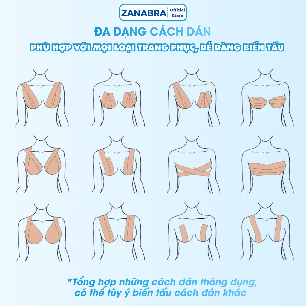 Băng Keo Dán Ngực Đa Năng Dài 5M, Miếng Dán Ngực Tạo Khe Nâng Ngực Chất Vải Vi Sợi Thoáng Khí ZANABRA B05