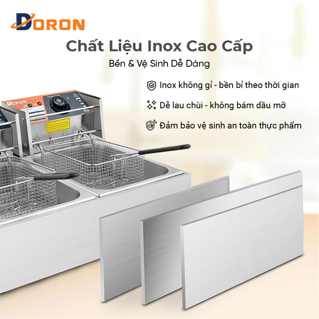 Bếp chiên dầu DORON 12L đa năng chiên gà rán, khoai tây, đồ ăn nhanh sôi cực nhanh