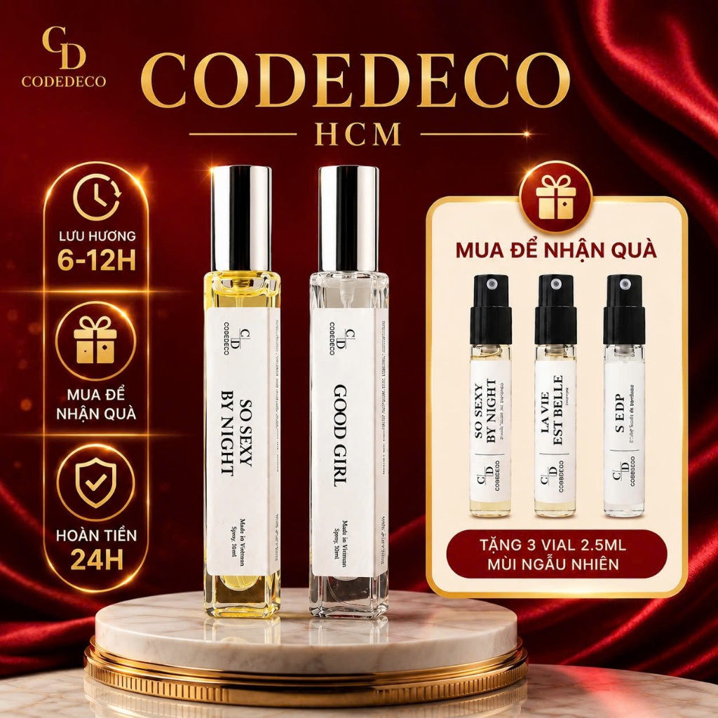 [Best Seller] Tinh Dầu Nước Hoa CODEDECO 10ml - Mua 2 Chai 10ml Tặng 03 Vial 2.5ml Mùi Ngẫu Nhiên | BigBuy360 - bigbuy360.vn