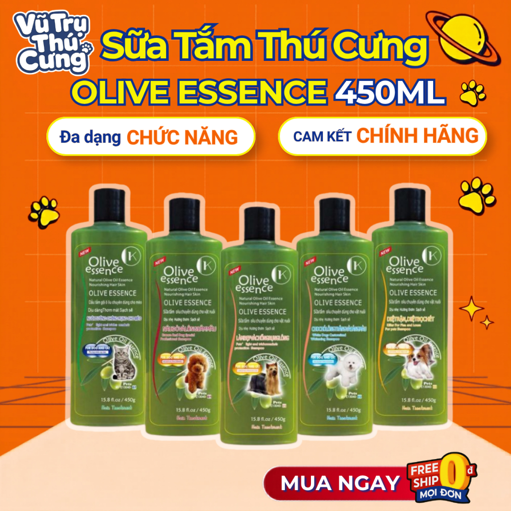 Sữa Tắm Cho Chó Mèo Olive Essence 450g